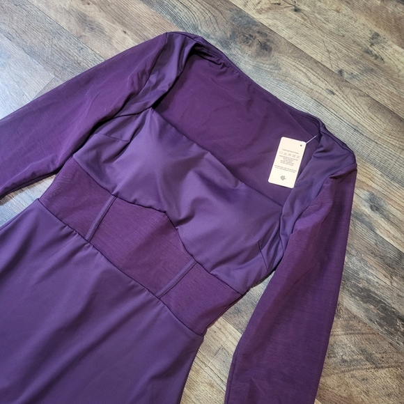 NWT Popilush Purple Longsleeve Mesh Bodycon Shapewear Dress Size Large - Picture 5 of 10